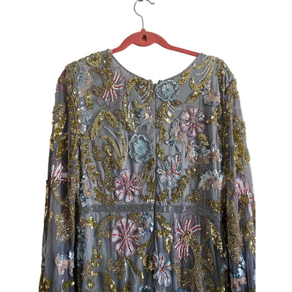 Gray Long Cuff Sleeve Embellished Midi
Dress 5423 Size 12 NWT - Picture 6 of 15